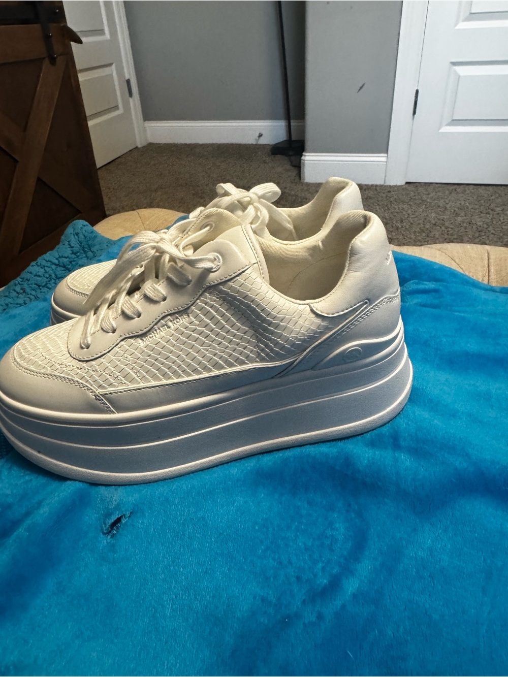 Michael Kors Cream Platform Lace-Up Sneakers